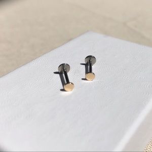 Solid 14k Yellow Gold Disc Stud Earrings